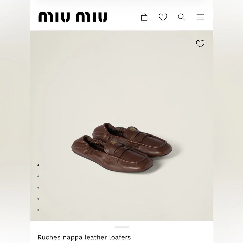 Miu Miu Loafer Brown Ruches nappa leather loafers size 37 boat shoe - Picture 1 of 10